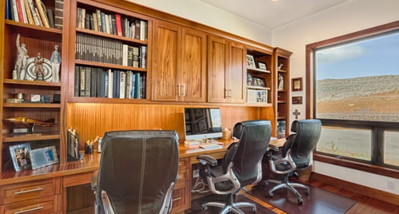 Wood Interior Custom Office Bookcase, Drawers & Shelves